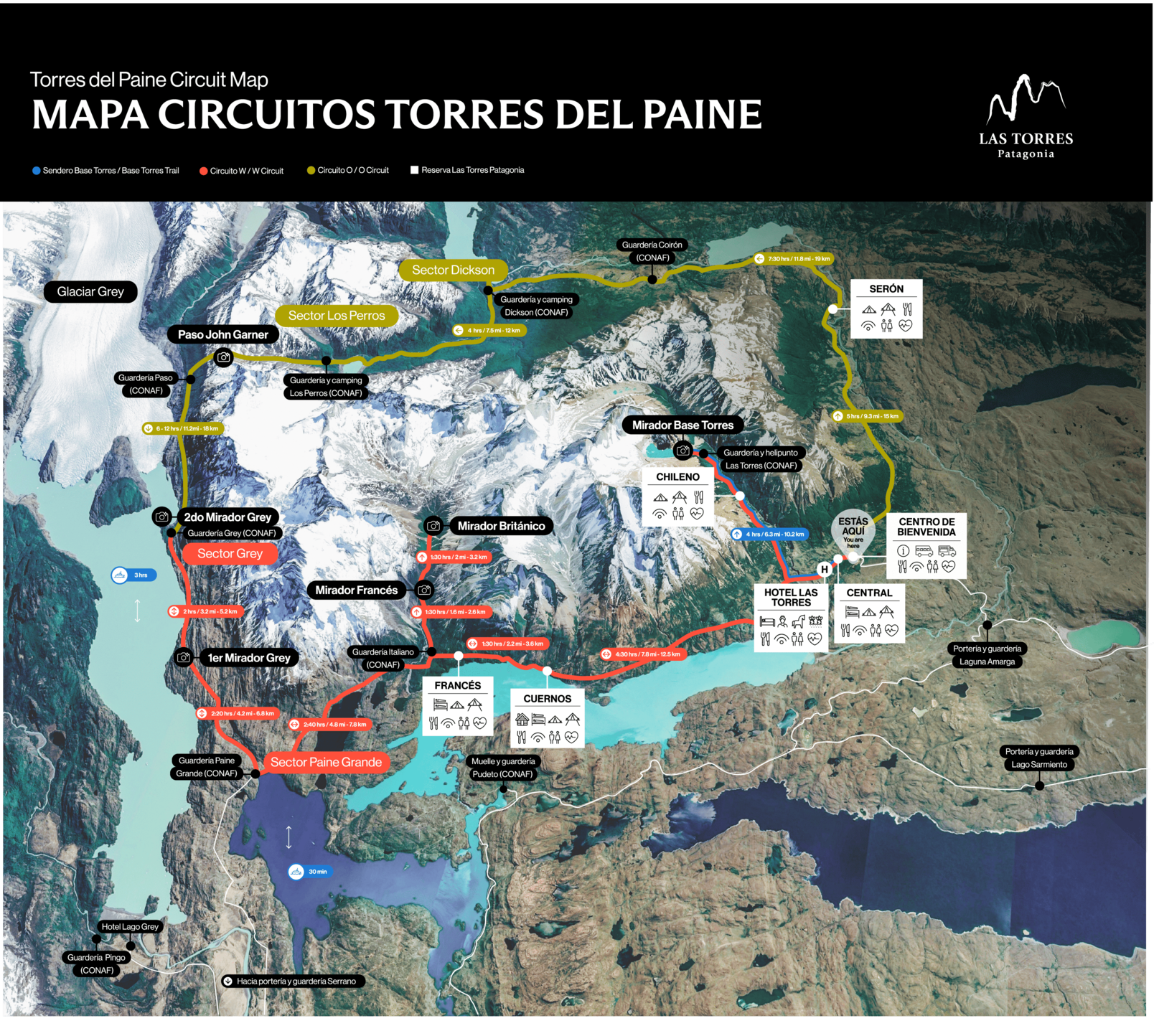 Map Of Torres Del Paine Map Of Torres Del Paine